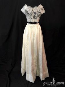 Delphine Manivet - Jupe longue en organza de soie ivoire