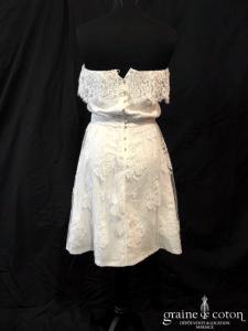 Delphine Manivet - Robe courte bustier en dentelle et soie