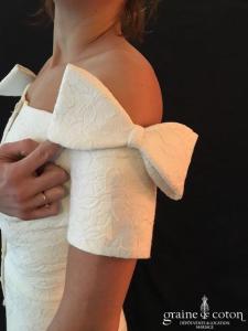 Delphine Manivet - Combi short courte ivoire clair à encolure bateau