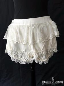 Delphine Manivet - Short court ivoire clair à volants