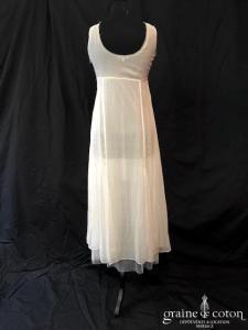 Il est où le soleil - Robe mi longue en mousseline de soie ivoire claire