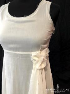 Il est où le soleil - Robe mi longue en mousseline de soie ivoire claire