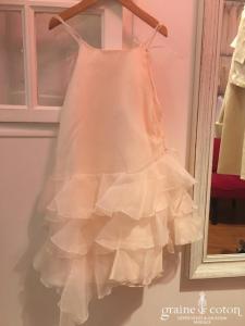 Cymbeline - Robe petite fille en organza ivoire avec fines bretelles