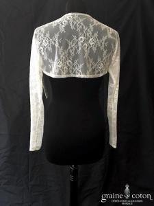 Bianco Evento - Boléro en dentelle stretch ouvert devant manches longues