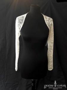 Bianco Evento - Boléro en dentelle stretch ouvert devant manches longues