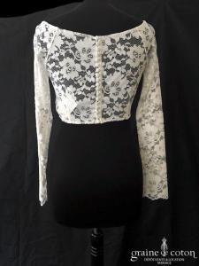 Bianco Evento - Boléro top en dentelle stretch manches longues