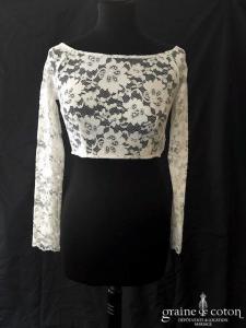 Bianco Evento - Boléro top en dentelle stretch manches longues