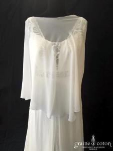 Rembo Styling - Étole arrondie en mousseline ivoire clair