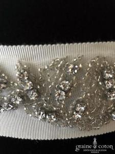 Pronovias - Ceinture gros grain ivoire et strass