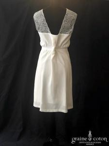 Envie de fraise - Robe courte en crêpe et dentelle ivoire clair