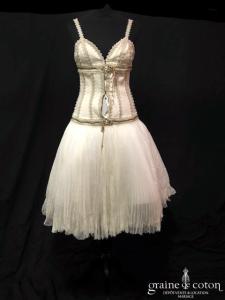 Alexander Mc Queen - Robe courte en soie ivoire