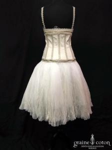 Alexander Mc Queen - Robe courte en soie ivoire