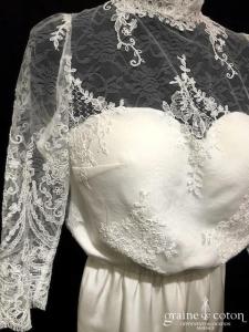 Création - Combinaison de mariée en crêpe et dentelle