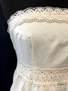 Delphine Manivet - Robe mi longue en coton et dentelle ivoire