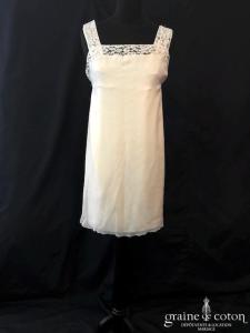 Delphine Manivet - Robe courte ou tunique en mousseline de soie et dentelle