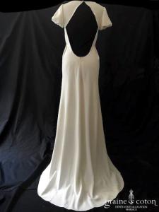 Delphine Manivet - Robe de grossesse en crêpe de soie ivoire avec manches ballon