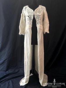 Delphine Manivet - Gilet manteau en laine et angora ivoire