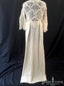 Delphine Manivet - Gilet manteau en laine et angora ivoire