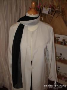 Nitya - Ensemble pantalon et tunique en voile noire et crème