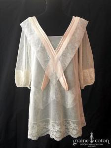 Delphine Manivet - Top tunique ou robe en tulle et dentelle fluide