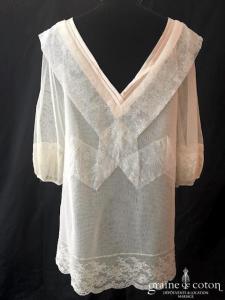 Delphine Manivet - Top tunique ou robe en tulle et dentelle fluide