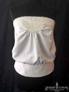 Delphine Manivet - Top bustier en satin de soie et dentelle