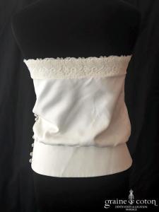 Delphine Manivet - Top bustier en satin de soie et dentelle