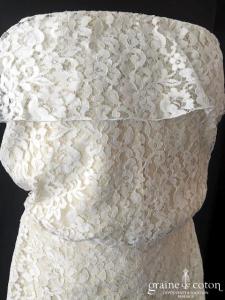 Delphine Manivet - Combi short bustier en dentelle champagne