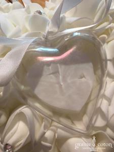 Création - Coussin d'alliances coeur avec petite boîte transparente pour les alliances