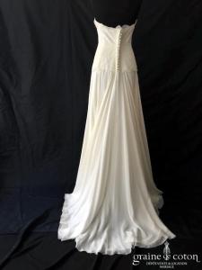 Delphine Manivet - Robe bustier en dentelle et mousseline de soie ivoire