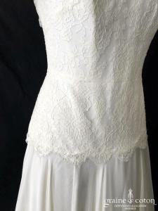 Delphine Manivet - Robe bustier en dentelle et mousseline de soie ivoire