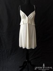 Delphine Manivet - Robe tunique courte en jersey de soie ivoire fluide