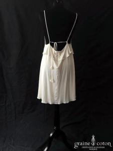 Delphine Manivet - Robe tunique courte en jersey de soie ivoire fluide