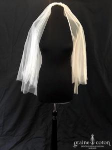 Margaux Tardits - Voile court en tulle souple ivoire bords bruts