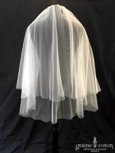 Margaux Tardits - Voile court en tulle souple ivoire bords bruts
