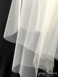 Margaux Tardits - Voile court en tulle souple ivoire bords bruts