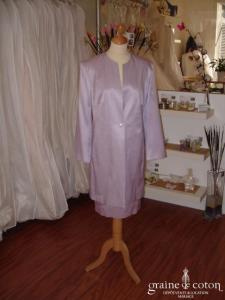 Cerruti - Tailleur jupe et veste en soie parme clair