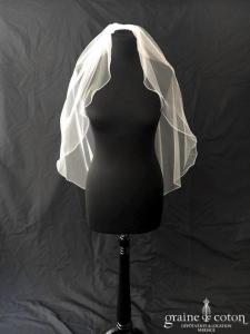 Bianco Evento - Voile simple court en soft tulle ivoire surjeté