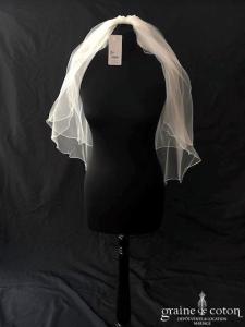 Bianco Evento - Voile double court en soft tulle ivoire surjeté