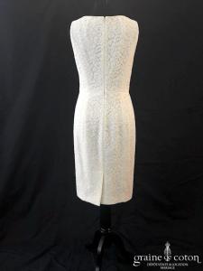 Paule Ka - Robe courte en dentelle et crêpe de soie ivoire