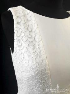 Paule Ka - Robe courte en dentelle et crêpe de soie ivoire