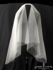 Marie Laporte - Voile court en tulle ivoire clair bords brut