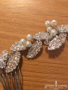 Création - Peigne double tressé argenté et perlé