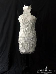 Faust - Robe courte en dentelle et guipure ivoire