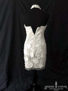 Faust - Robe courte en dentelle et guipure ivoire