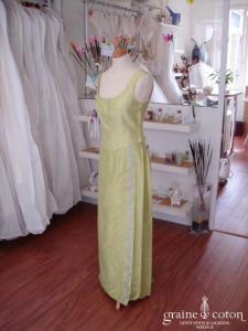 Paule Vasseur - Ensemble en soie sauvage vert anis