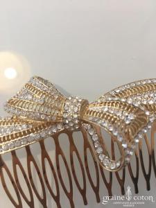 Peigne à cheveux doré noeud avec strass