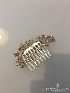 Peigne à cheveux doré fleurs avec strass