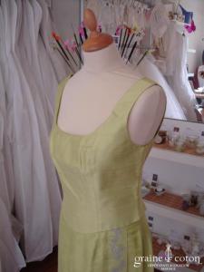 Paule Vasseur - Ensemble en soie sauvage vert anis