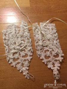 Mitaines courtes en dentelle perlée ivoire